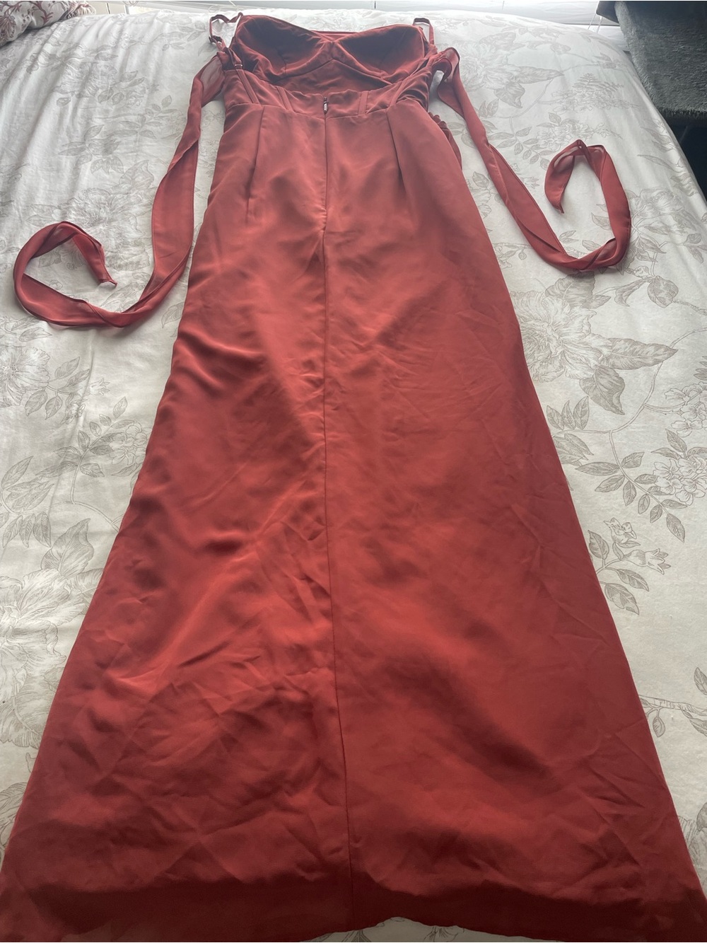 Azazie Rust Red Spaghetti-Strap Maxi Dress - Picture 6 of 11